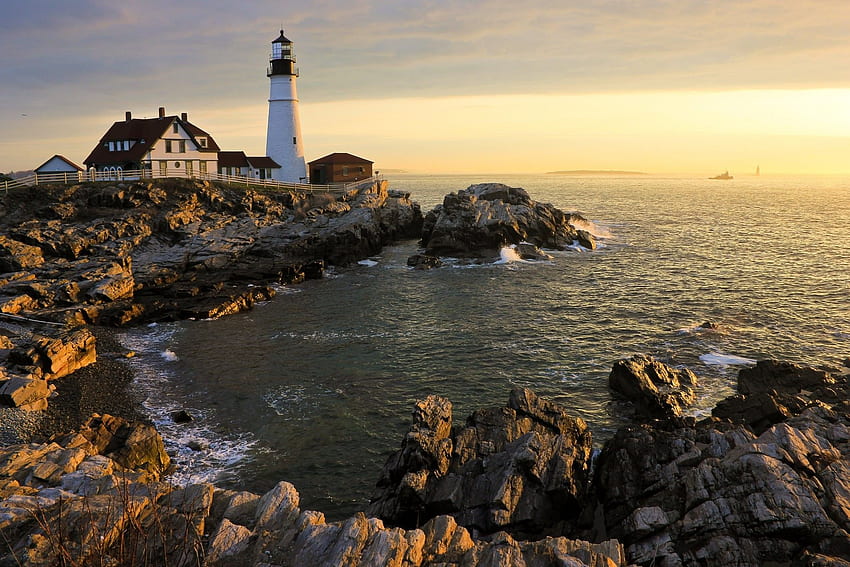 Sea Ocean: Maine Head Cape Coast Nature Usa Elizabeth Lighthouses HD wallpaper
