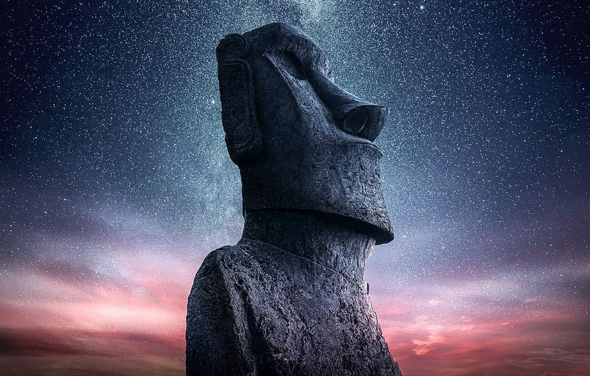 STONE, STATUE, The SKY, HEAD, SPACE, SCULPTURE, The WAY, MILKY for , 섹션 разное HD 월페이퍼