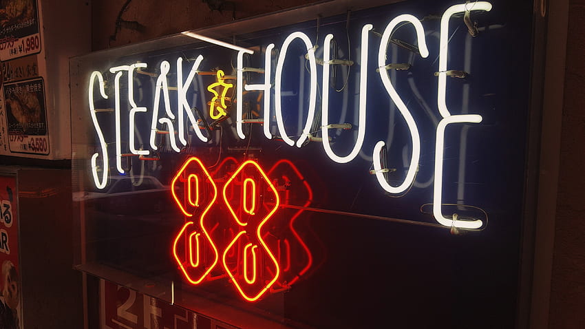 Steak House 88 In Okinawa Japan, Japan Neon HD wallpaper | Pxfuel