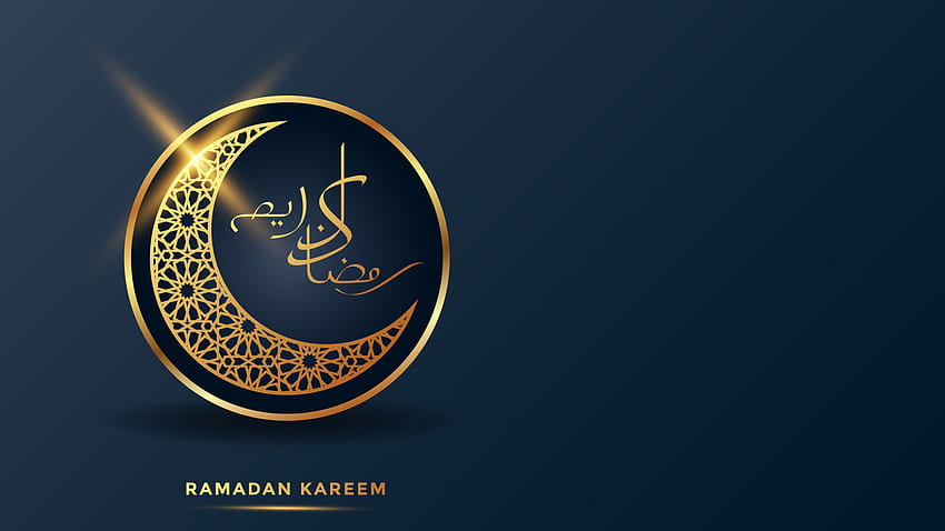 Glare Light Half Moon Ramadan Kareem Blue Background Ramadan HD wallpaper