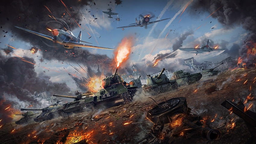 War Thunder, Kampf, Panzer, Flugzeuge, , Spiele, Kriegsexplosion HD-Hintergrundbild
