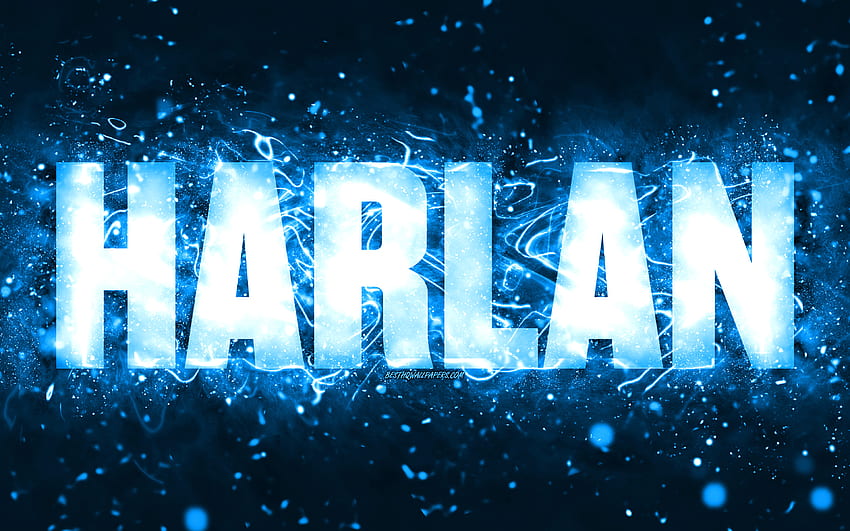 Happy Birtay Harlan, , blue neon lights, Harlan name, creative, Harlan ...