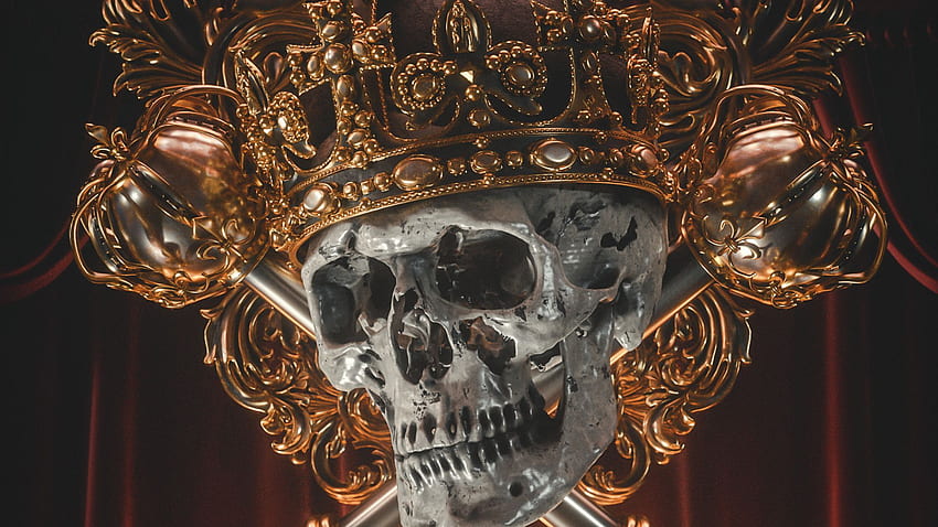 корона върху череп, златна корона, глава, , фон, 22e0da HD тапет