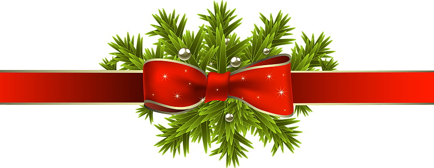 Red Christmas Ribbon with Pine Branches PNG Clipart, Christmas Ribbons HD wallpaper