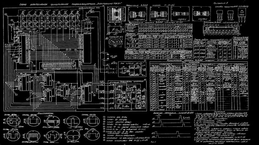 Schematic Of A Russian MK 61 Calculator, Circuit Drawing HD wallpaper