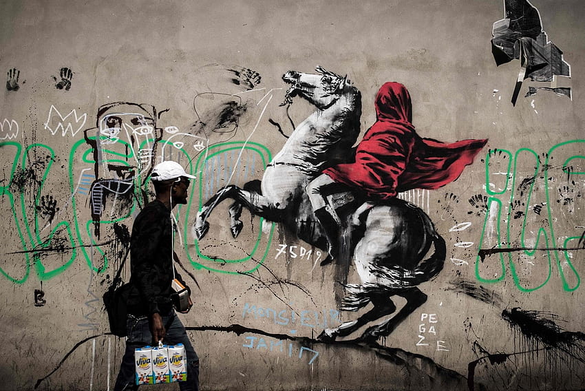 Banksy, Graffiti, Concrete, Urban, Street Art, Sky HD wallpaper