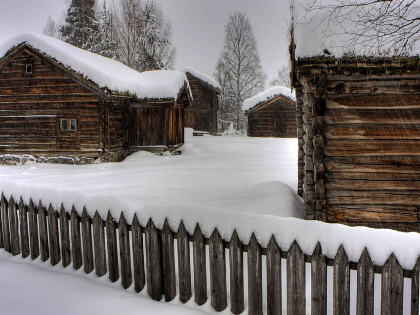 old house in the snow, old, snow, house HD wallpaper