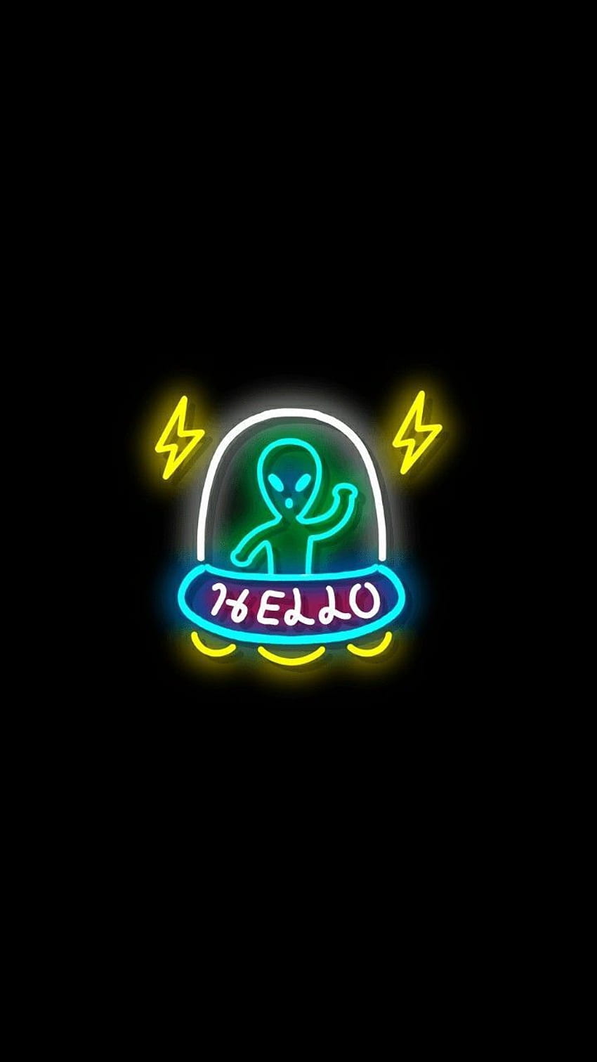 Neon , Leuchtreklamen, Neon.es, Aesthetic Alien Black HD-Handy-Hintergrundbild