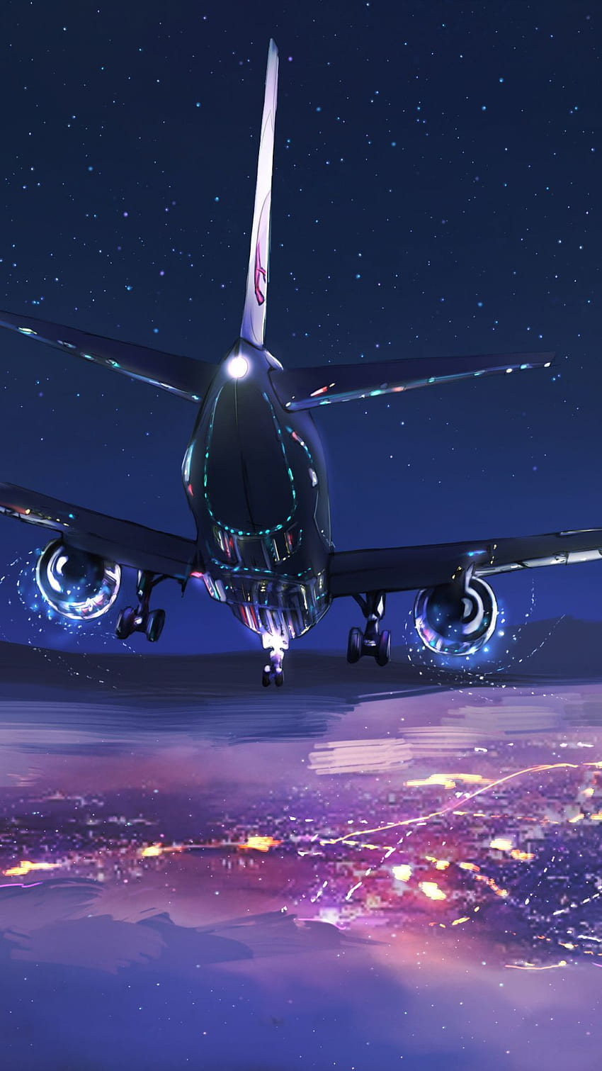 항공기, 하늘, 밤, 비행, 디지털 아트, 보잉 로고 HD 전화 배경 화면