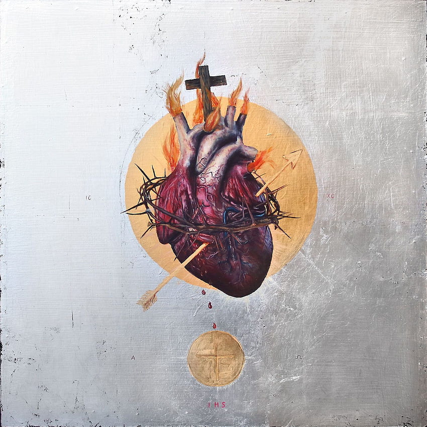 The Sacred Heart of Jesus: The Golden Arrow -metallic print. Sacred heart art, Heart of jesus, Sacred art HD phone wallpaper