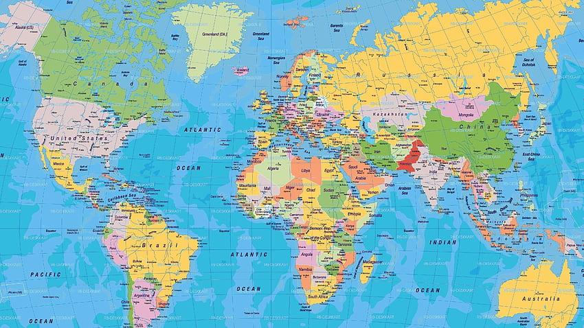 Най-новата ПЪЛНА компютърна карта на света за компютърен фон. Карта на света за печат, карта на света, карта на света, глобална карта HD тапет