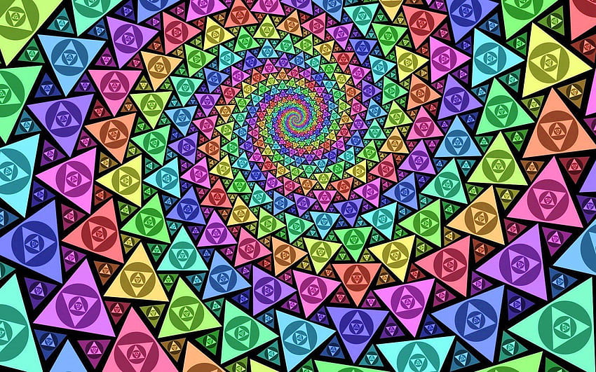 Spiral psychedelic rainbows trippy colors triangles, Colorful Triangle HD wallpaper