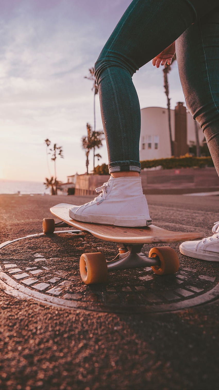 Skateboard, Legs, Sneakers, Summer Iphone 8 7 6s 6 For Parallax Background, Skateboarding iPhone HD phone wallpaper