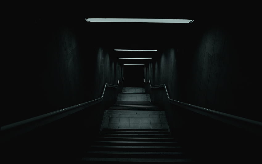: lumière, noir et blanc, tunnel, mystère, ombre, obscurité, échelle, effrayant, symétrie, couloir, minuit, capture d'écran, Escaliers aube, Monochrome graphie, ordinateur - 593656 - stock, Mysterious graphy Fond d'écran HD