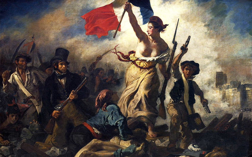 ドラクロワ、ウジェーヌ：「人々を導く自由」、1830年パリ、ルーヴル美術館・フランス革命アメリカ... 高画質の壁紙
