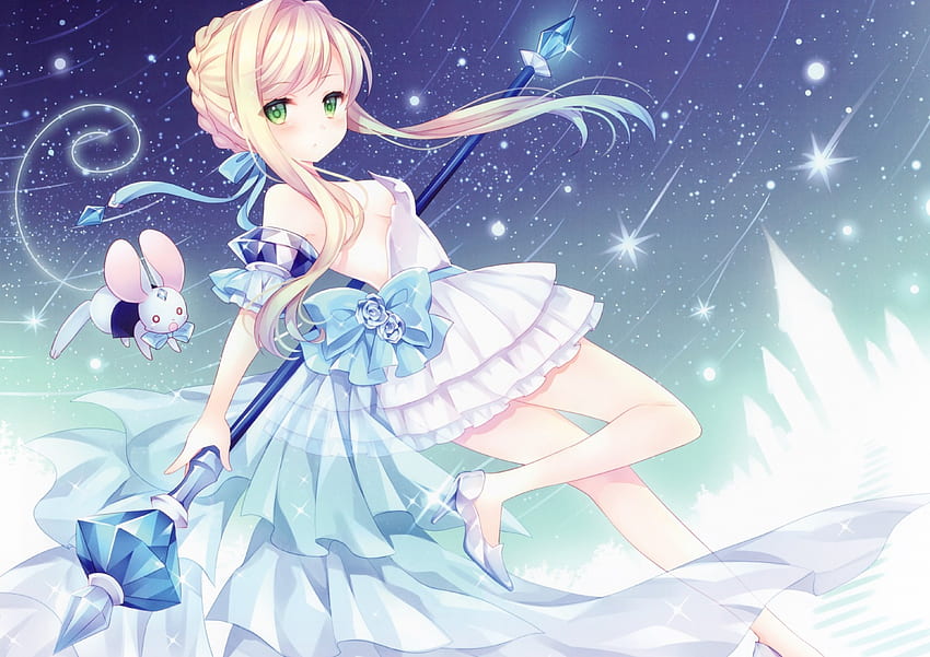 Mahou Shoujo Grimoire, orginal, magic, blonde, pretty, girl, artbook, ice, witch HD wallpaper