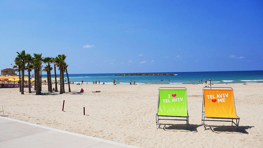 israel, sea, summer, sunny day, tel aviv beach . Cool HD wallpaper