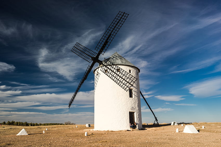 Nature, Sky, Field, Windmill, Mill HD wallpaper