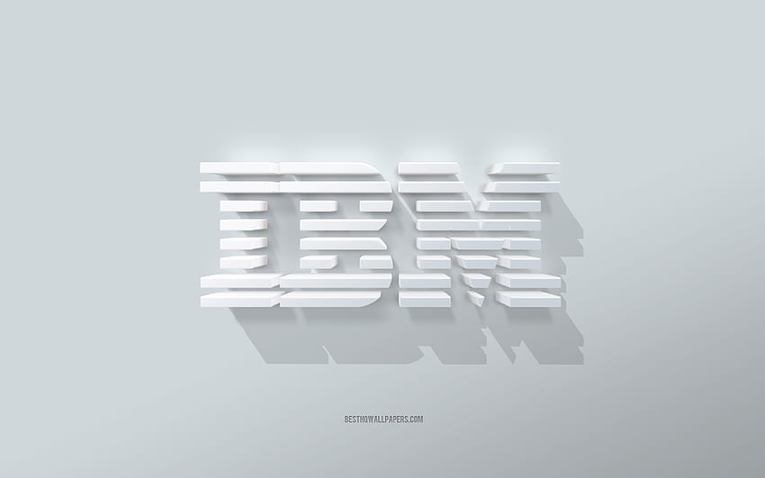 โลโก้ IBM, พื้นหลังสีขาว, โลโก้ IBM 3 มิติ, ศิลปะ 3 มิติ, IBM, สัญลักษณ์ IBM 3 มิติ วอลล์เปเปอร์ HD