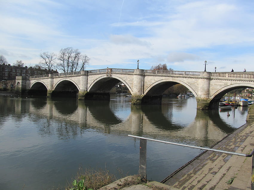 Richmond Road Bridge, 踏切, 橋, 川岸、建築 高画質の壁紙