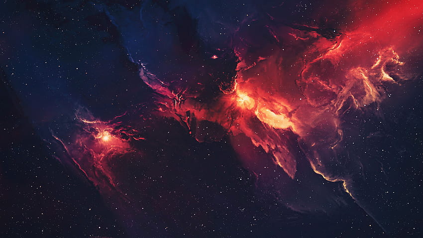 Nebulosa roja y azul [3840 x 2160] :, Espacio rojo y azul fondo de pantalla