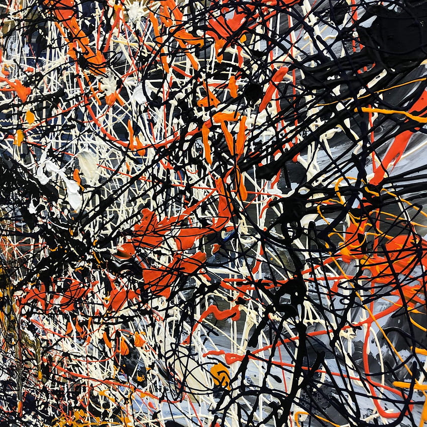 잭슨 폴록 스타일의 2개 추상적이고 다채로운 벽 예술 세트 Mo – Trend Gallery Art. 원래 추상 회화, 잭슨 폴록 회화 HD 전화 배경 화면