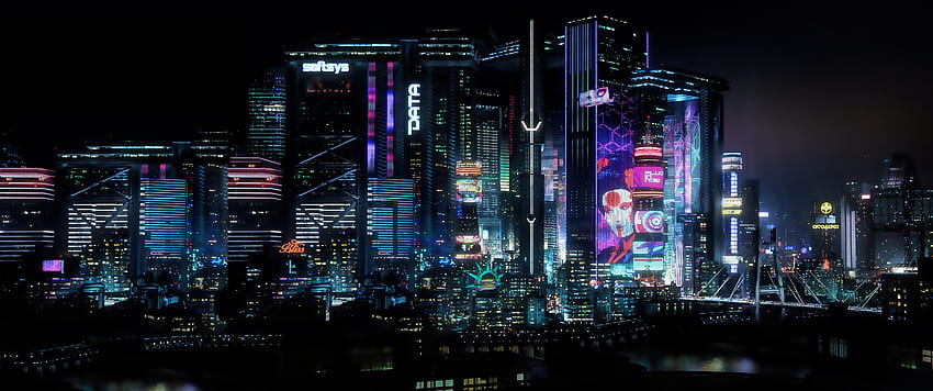 Night City from E3 2019 trailer, extended to, Night Time City HD wallpaper