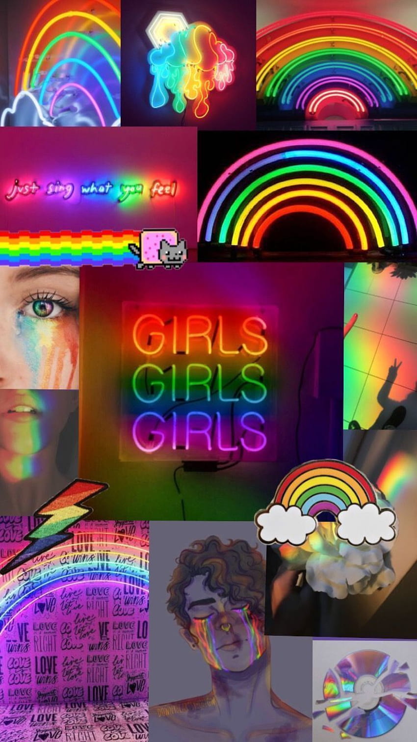 Neon Rainbow Aesthetic Collage - Novocom.top HD phone wallpaper | Pxfuel