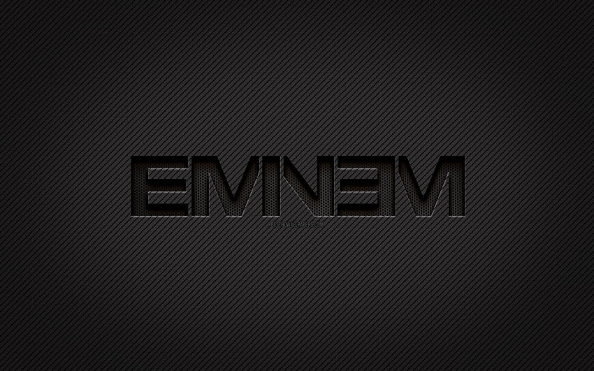 Logotipo de carbono de Eminem, Marshall Bruce Mathers III, arte grunge, de carbono, creativo, logotipo negro de Eminem, estrellas de la música, logotipo de Eminem, Eminem fondo de pantalla