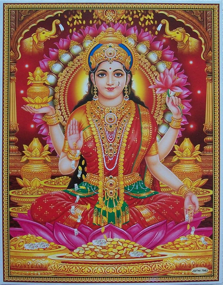 $2,49 - Laxmi Lakshmi Maa - Hindu Para Tanrıçası - Poster - Normal Kağıt, Boyut: 8,5X11 HD telefon duvar kağıdı