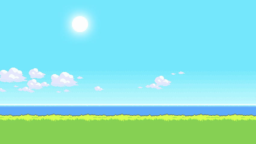Latar Belakang Pixel Pokemon yang Indah Bulan Ini, Pixel Art Clouds Wallpaper HD