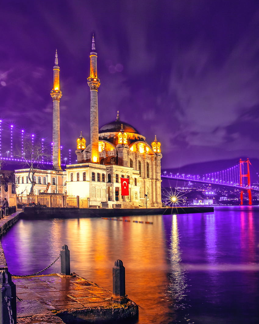 Cities, Architecture, Night City, Turkey, Mosque HD phone wallpaper