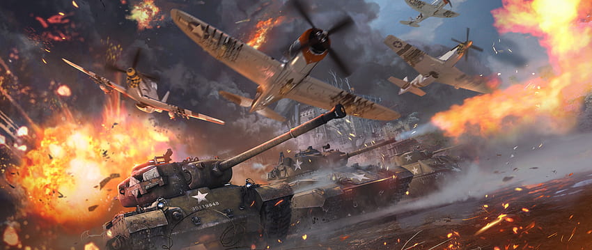war thunder, video game, military, tanks, aircrafts, dual wide, , , background, 521, 2560X1080 Military HD wallpaper