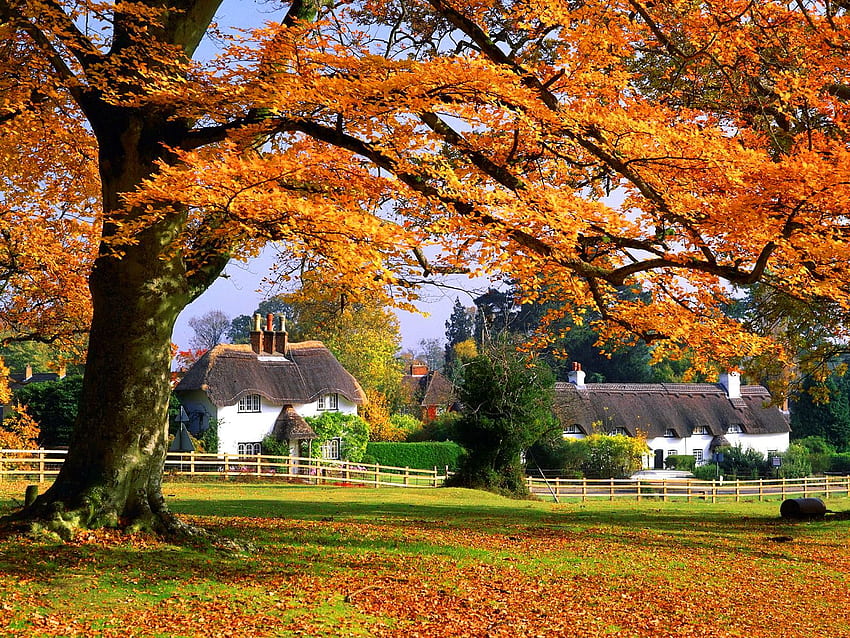 Englische Landschaft, englisches Dorf HD-Hintergrundbild