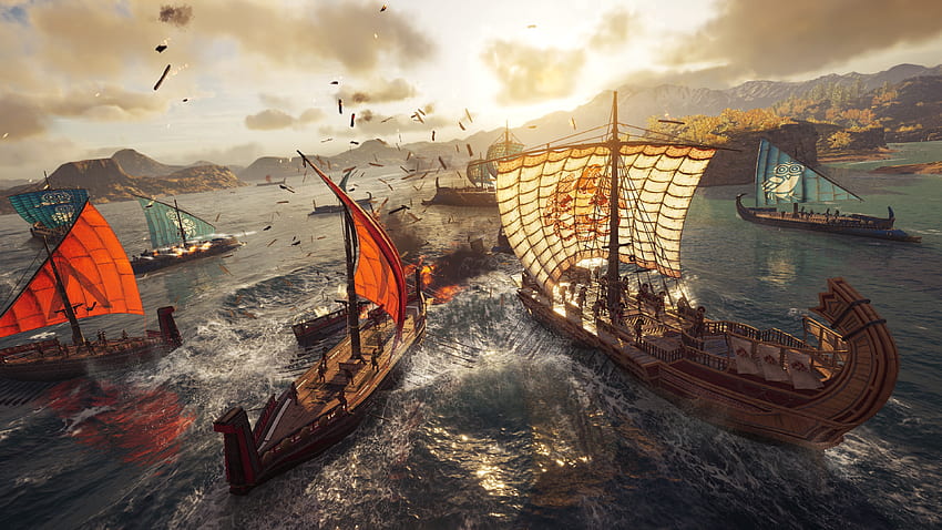 Assassin's Creed: Odyssey Epic Naval Battle, Sea Battle HD wallpaper