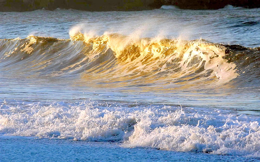 OLA DE ORO, dorado, mar, olas, salpicaduras fondo de pantalla