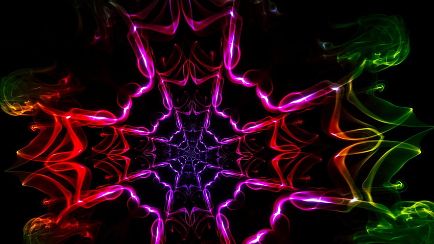 Abstrakt, Glanz, Hell, Mehrfarbig, Bunt, Dunkler Hintergrund, Formen, Form, Kaleidoskop HD-Hintergrundbild