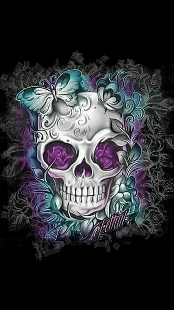 Purple Sugar skull love flowers death colorful HD phone wallpaper   Peakpx