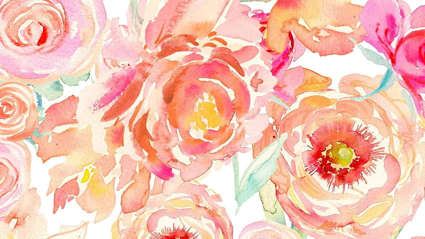 Flores de acuarela, Flores de acuarela rosa fondo de pantalla