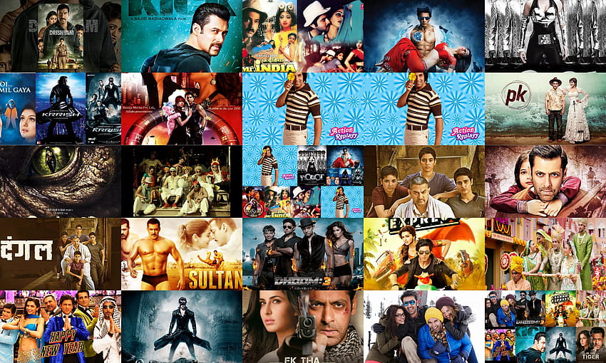 รายชื่อยนตร์บอลลีวูด 10 อันดับแรกที่สร้างใหม่ Bollywood Movie Collage วอลล์เปเปอร์ HD