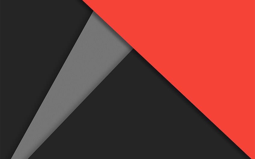 red and black, creative, material design, , geometric shapes, colorful backgrounds, red triangle, geometric art, background with lines HD wallpaper