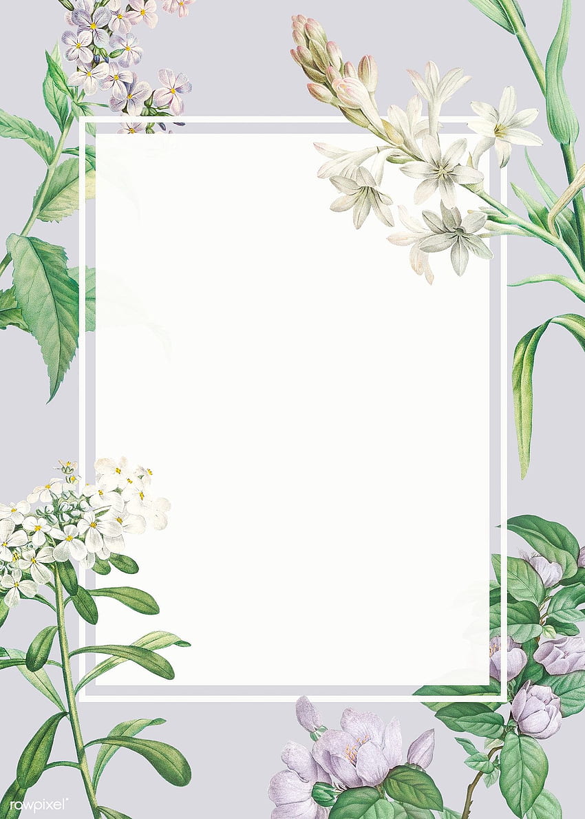 Premium-Illustration von Vintage Blank verschiedene Blumen zum Thema. Blumenhintergrund, Blumenhintergrund, Blumenhintergrund, Weinlese-Blumen-Rahmen HD-Handy-Hintergrundbild