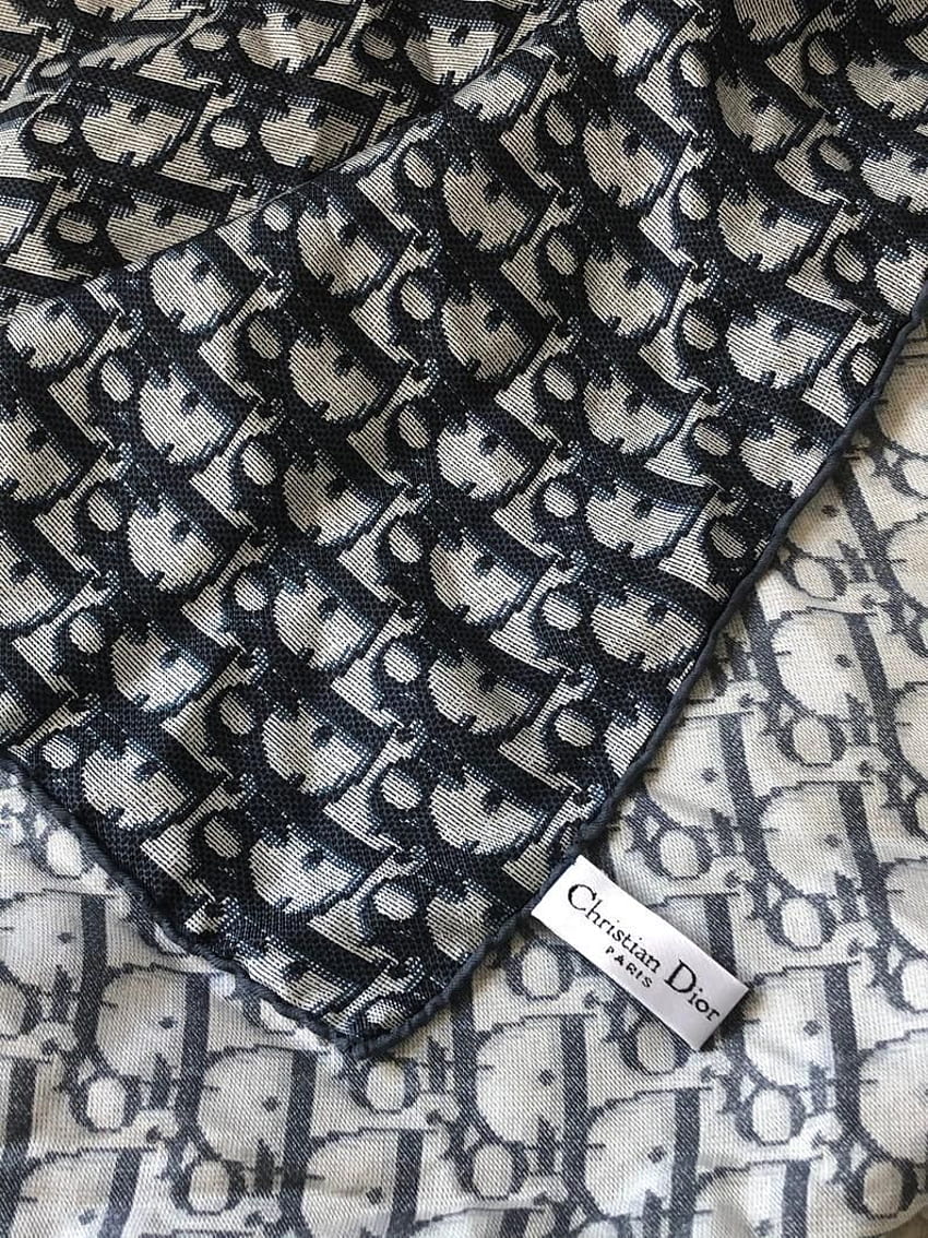 Used Christian Dior Vintage 100 silk scarf  Blue x Black  Silk  ref433610  Joli Closet