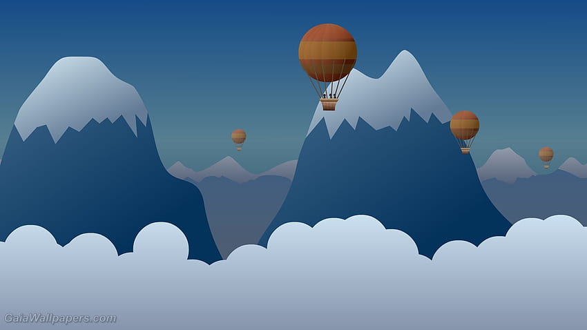 Imaginary balloon trip in the mountains - HD wallpaper