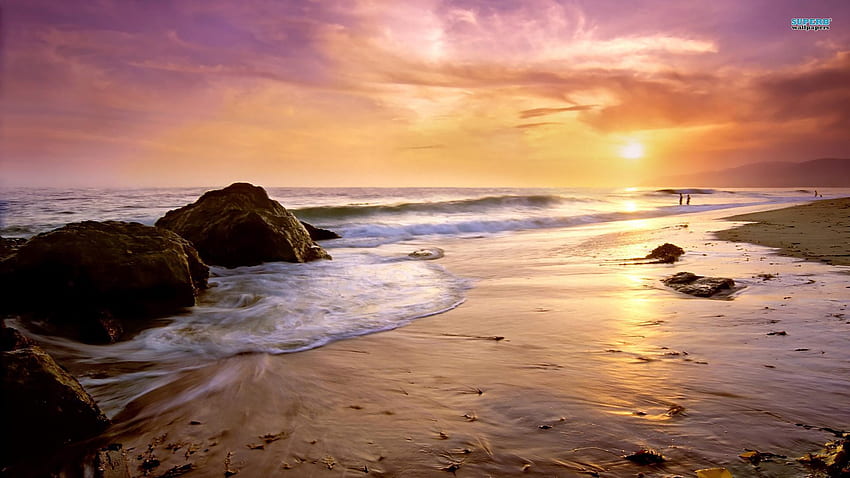 California Beach, Malibu Beach Sunrise HD wallpaper