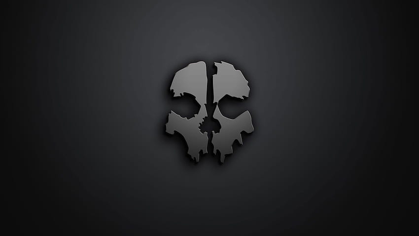 Graues Totenkopfsymbol, Minimalismus, Call of Duty im Jahr 2021. Gaming, Abstrakt, Totenkopfgrafik HD-Hintergrundbild