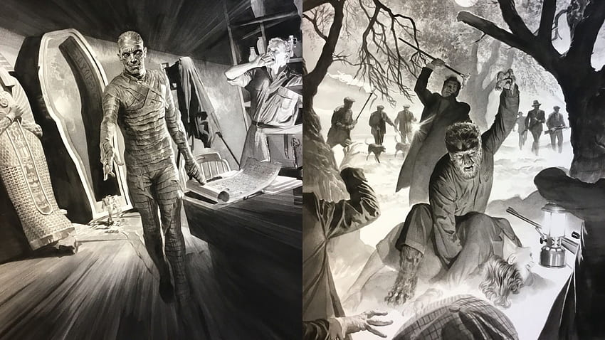 Alex Ross uwalnia nową uniwersalną grafikę potworów dla WILKA i MUMII, uniwersalne potwory Tapeta HD