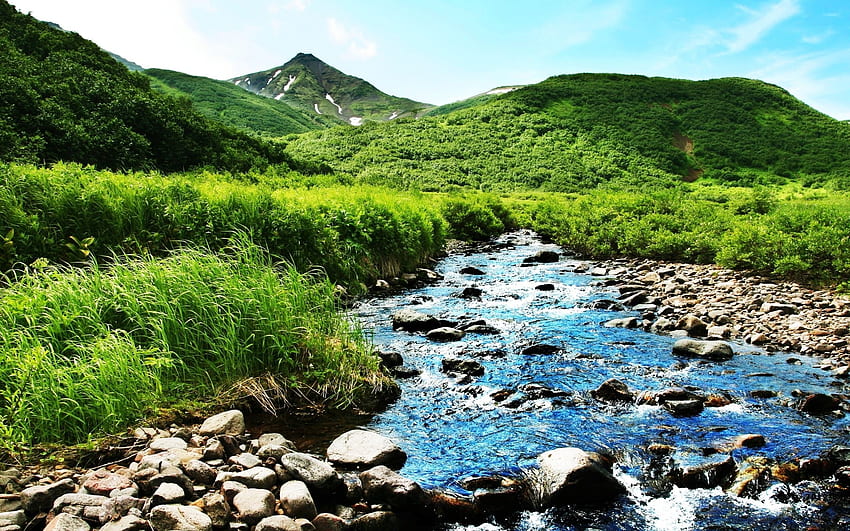 Mountain River Stones Grass . Mountain River Stones HD wallpaper | Pxfuel