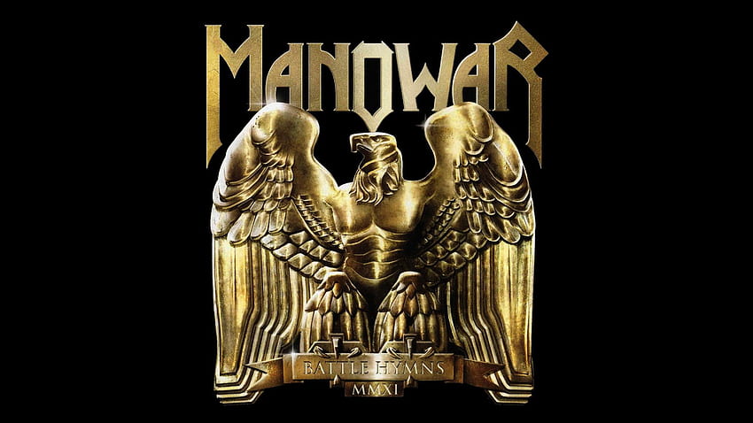 Manowar - Battle Hymns, hitam, elang, emas, band, rock, berat, manowar, musik, logo, pertempuran, metal, himne Wallpaper HD
