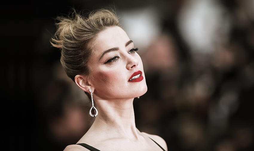 Labios rojos, hermosa, Amber Heard fondo de pantalla